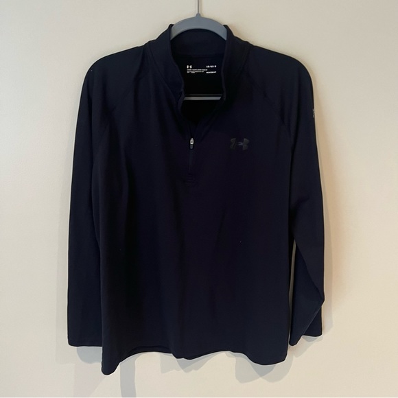 Under Armour Black Collared Zip Up Heat Gear Pullover | L - Picture 2 of 7